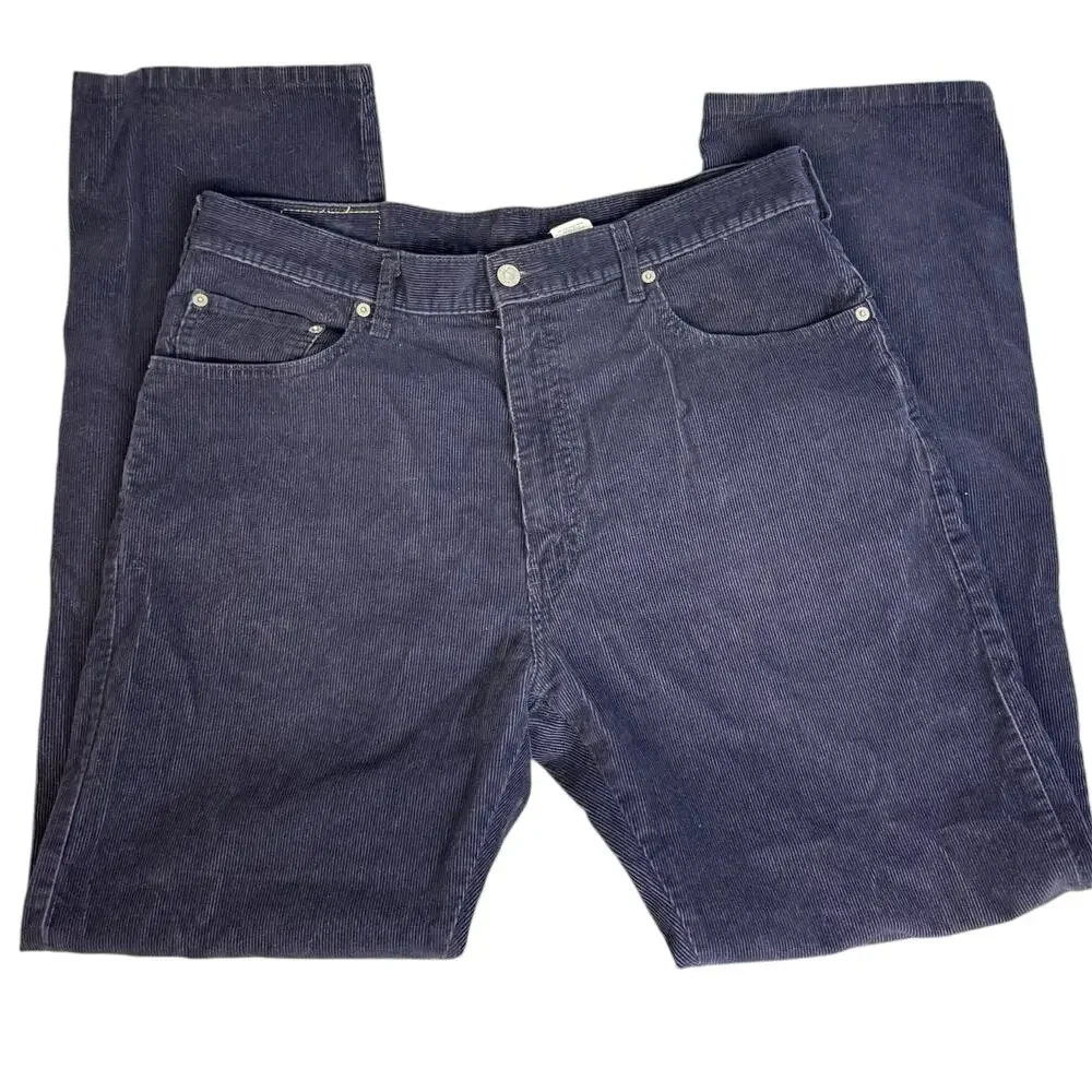 Levi's 505 Corduroy Pants Navy Blue 36/32 Regular Fit Straight Leg Vintage 2002